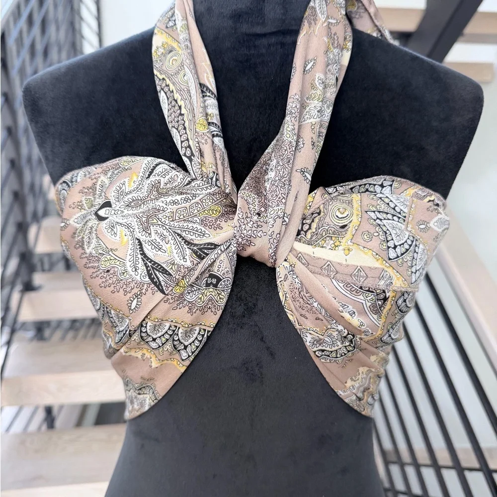 New Boho Y2K Bandana Paisley Print Scarf Top one size